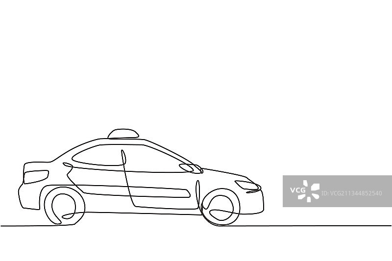 单线画：最新款现代出租车图片素材