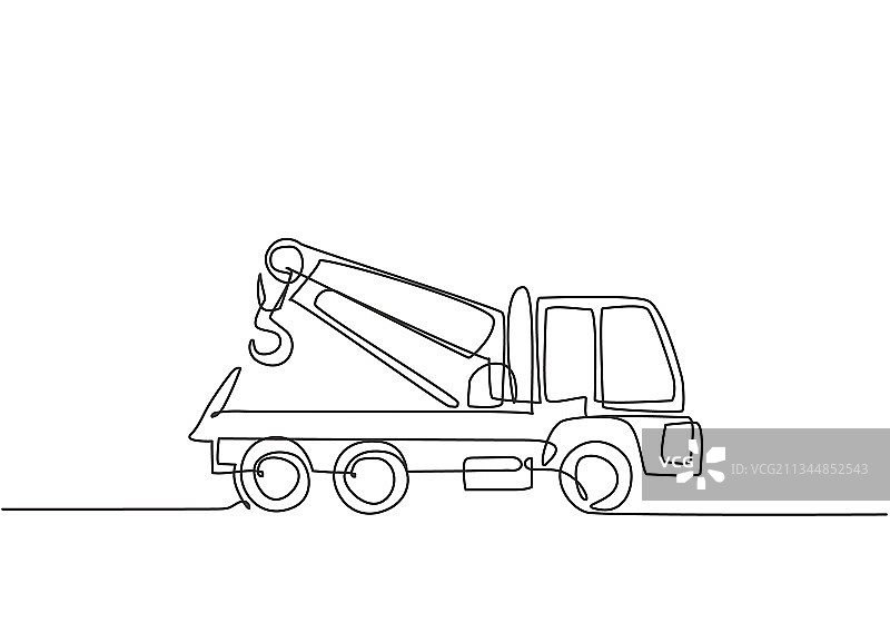 单线连续绘画：拖车图片素材