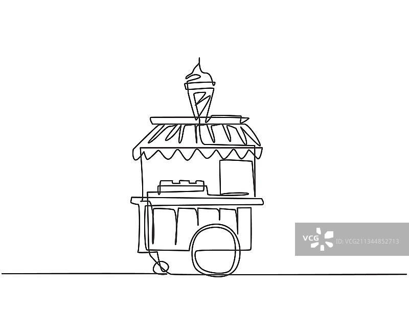 冰淇淋摊位单线画图片素材