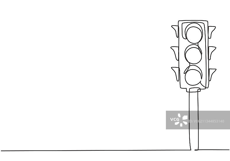 交通信号灯连续单线绘画图片素材
