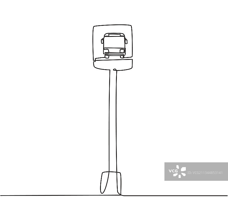 单线绘画：公交车站图片素材