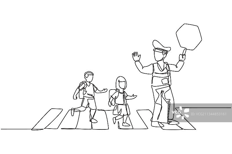 小学连续单线画图片素材