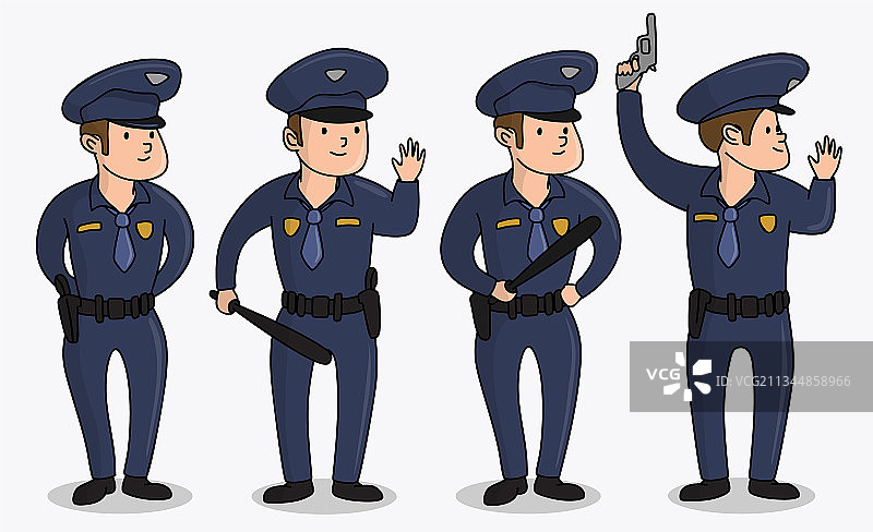 警察角色不同姿势合集图片素材