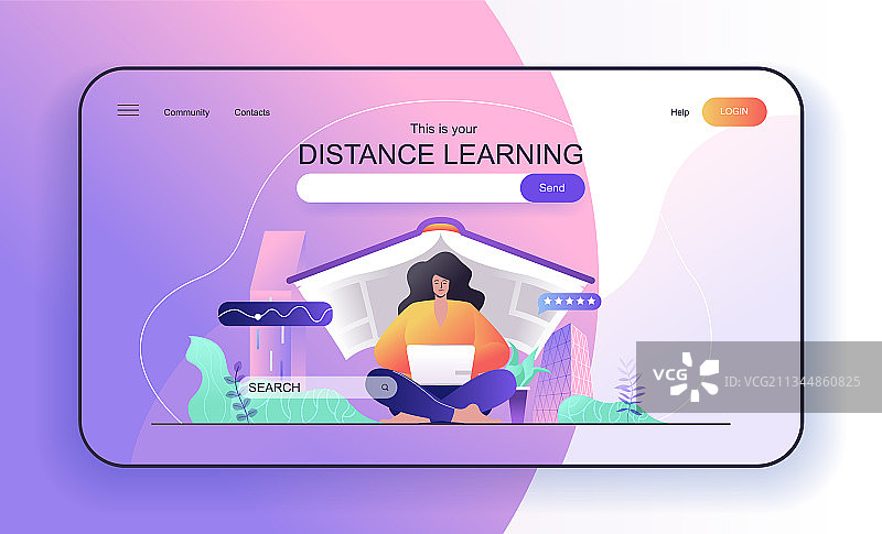 在线远程学习概念设计图片素材
