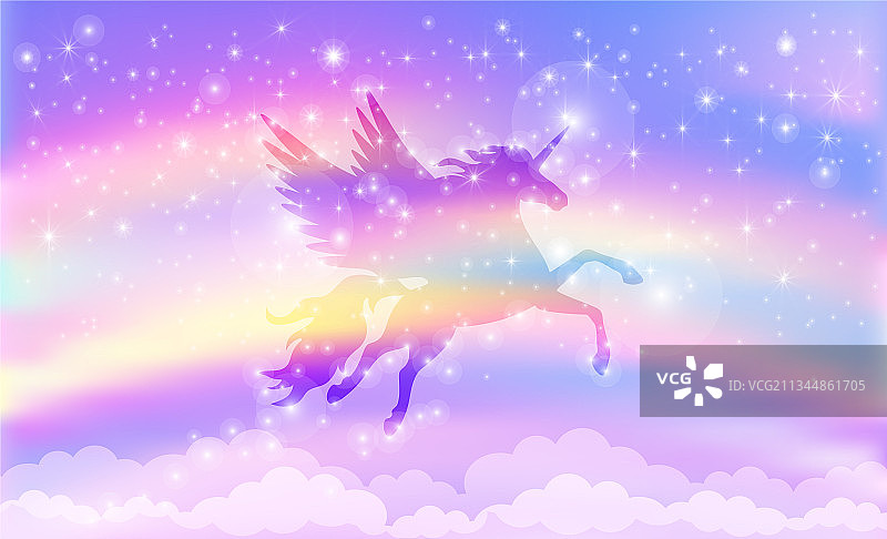 飞翔的独角兽剪影图片素材