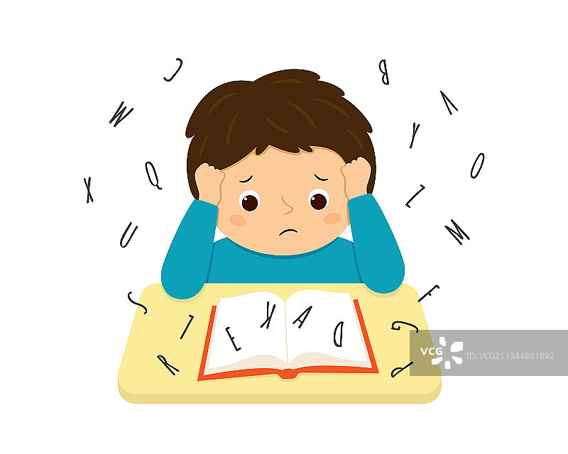 患有阅读障碍的孩子遇到困难图片素材