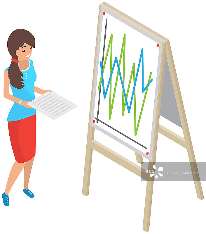 手拿统计商业报告的女孩图片素材