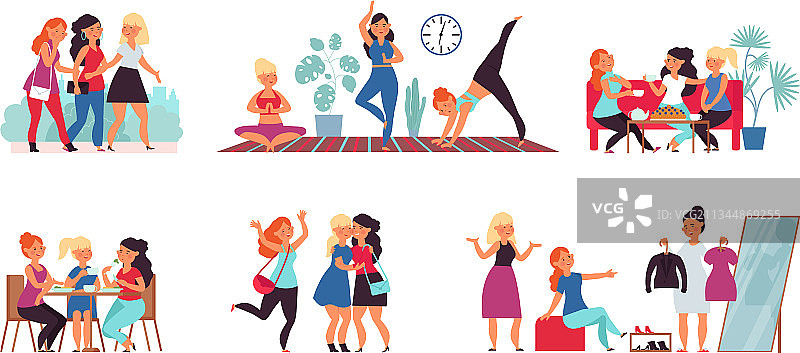 一起微笑的年轻女性朋友图片素材