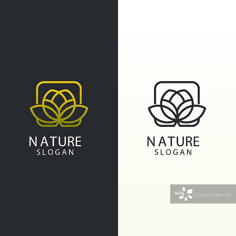 自然花卉Logo线条艺术图片素材