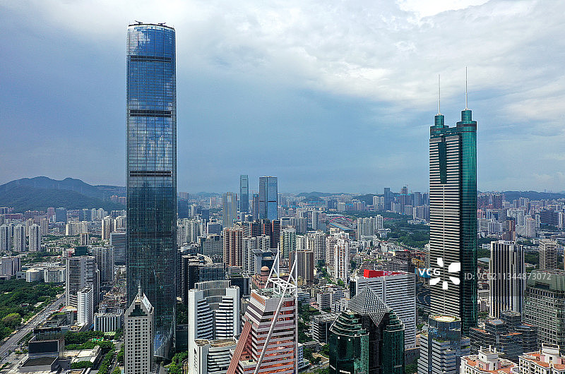 广东省深圳市罗湖区京基100与地王大厦信兴广场航拍图片素材