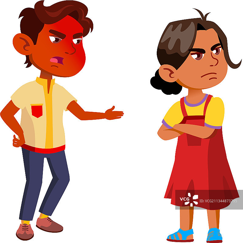 男孩责骂受伤的女孩图片素材