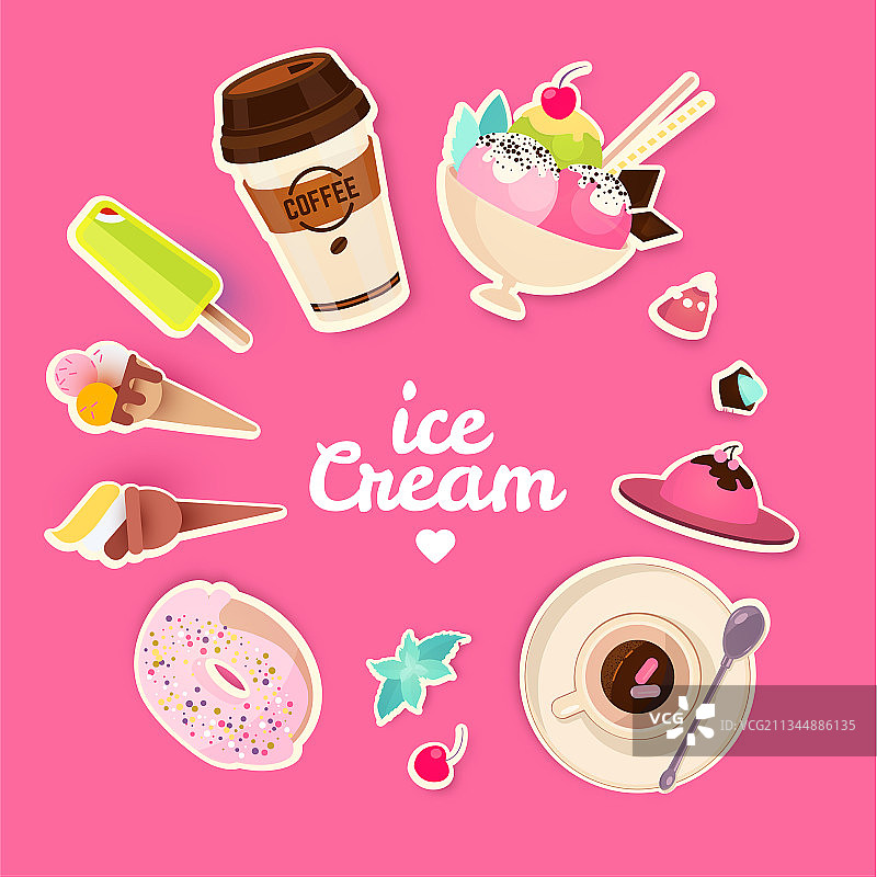 糖果咖啡馆：糕点、咖啡和冰淇淋图片素材