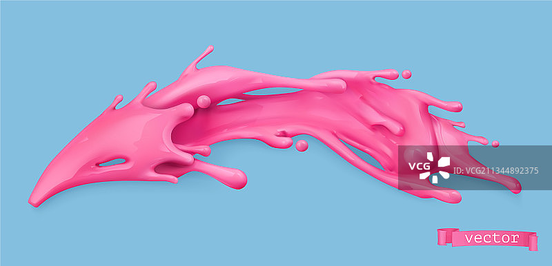 逼真的粉色水花3D模型图片素材