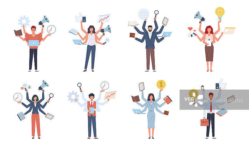 同时处理多项任务的商务人士图片素材