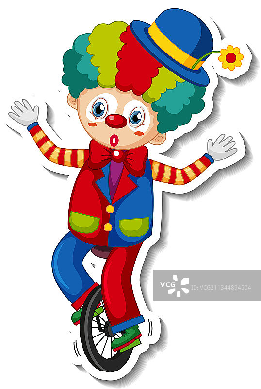 快乐小丑卡通贴纸模板图片素材