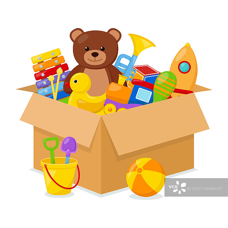 盒子里的儿童玩具图片素材