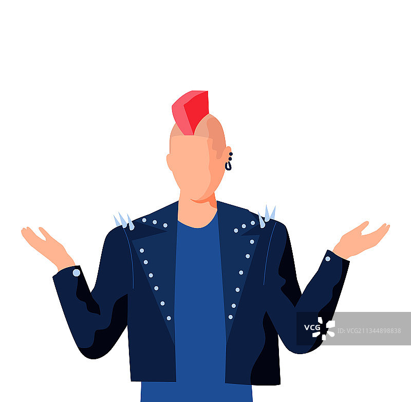 红色莫霍克头的摇滚表演者图片素材