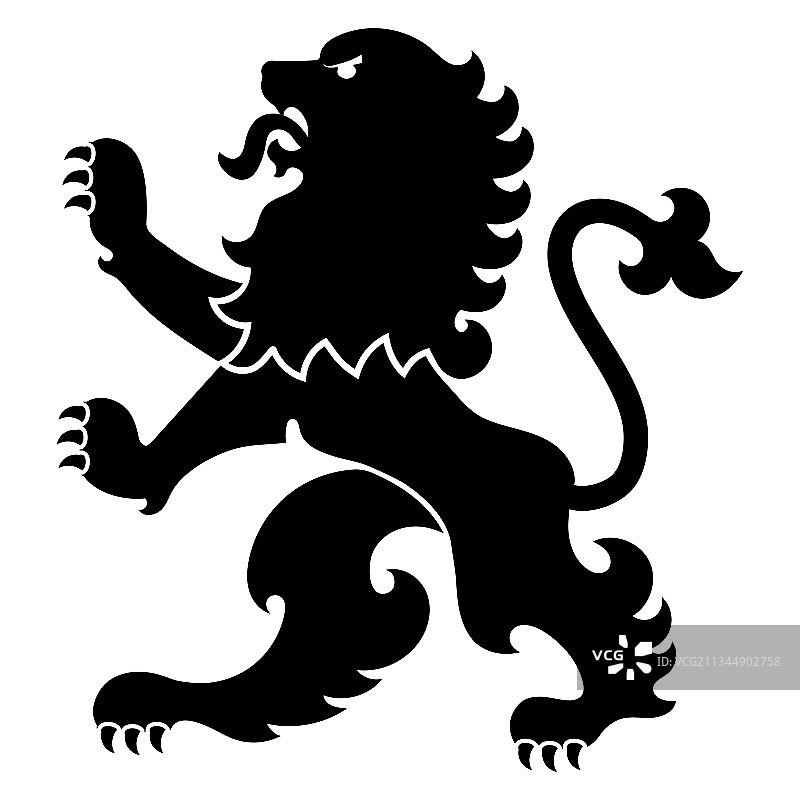 带有狮子剪影的纹章图片素材