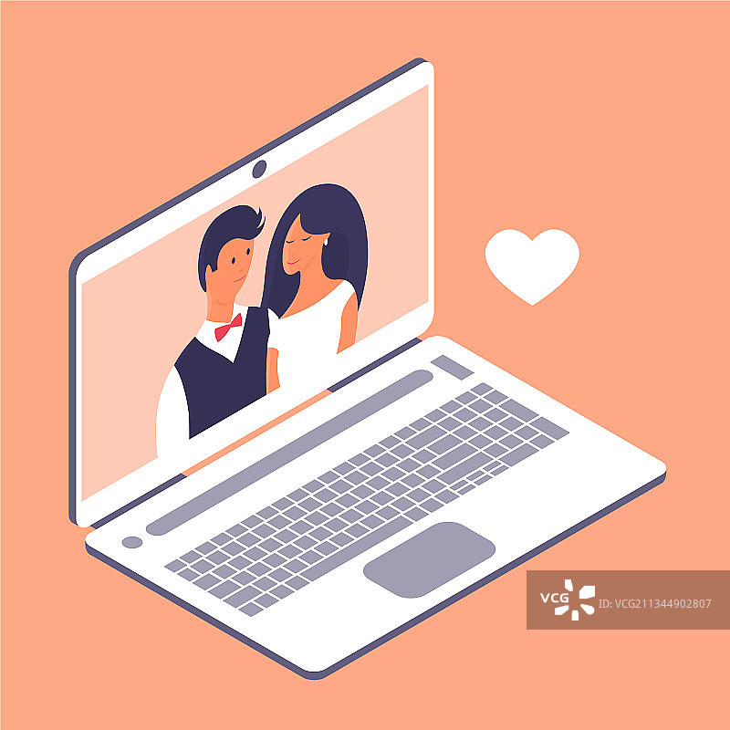 新娘新郎线上婚礼图片素材