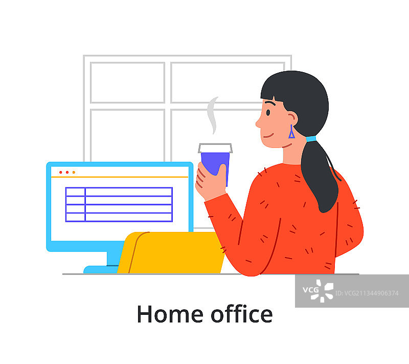 在家远程办公的女商人图片素材