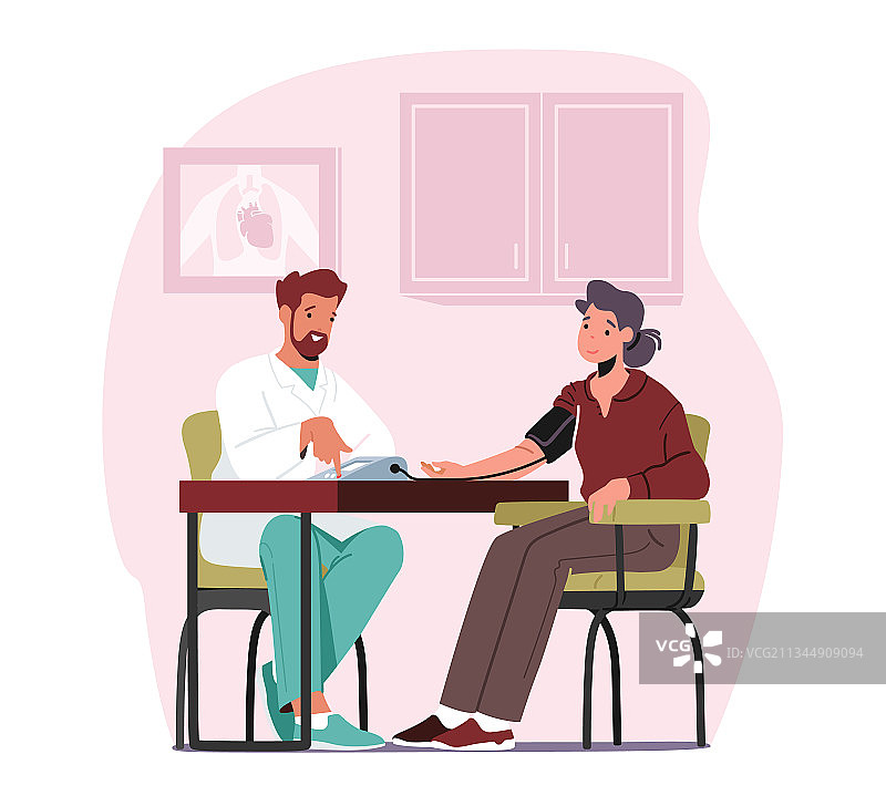 医生角色测量动脉血压图片素材