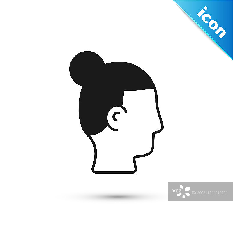 男士灰色发型图标，白色背景图片素材