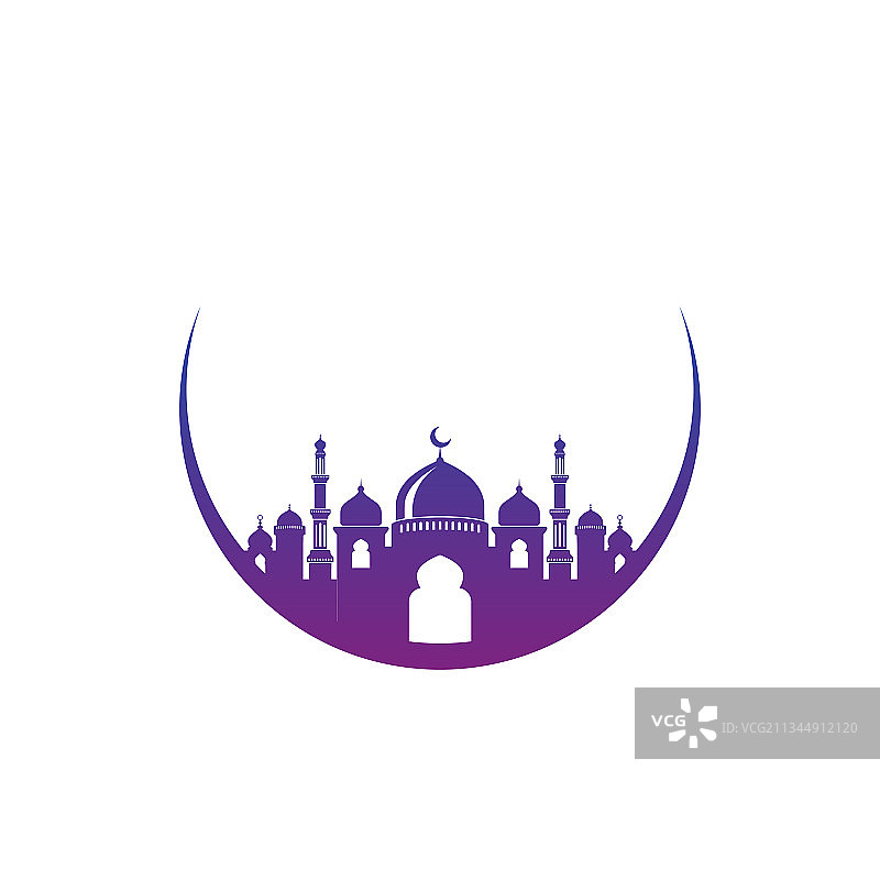 清真寺剪影标志设计模板图片素材