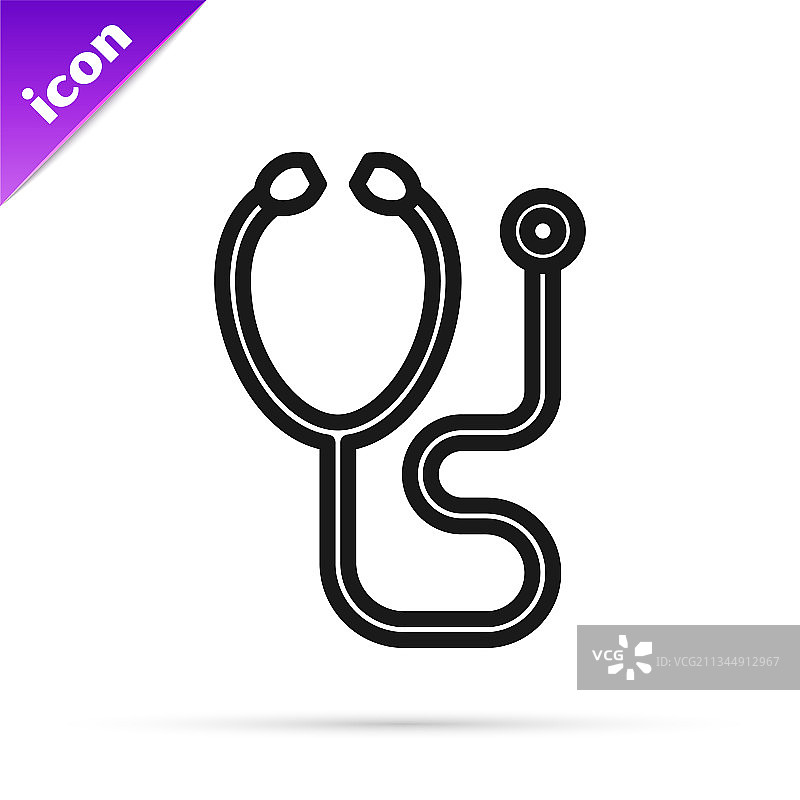 黑色线条听诊器，医疗器械图标图片素材