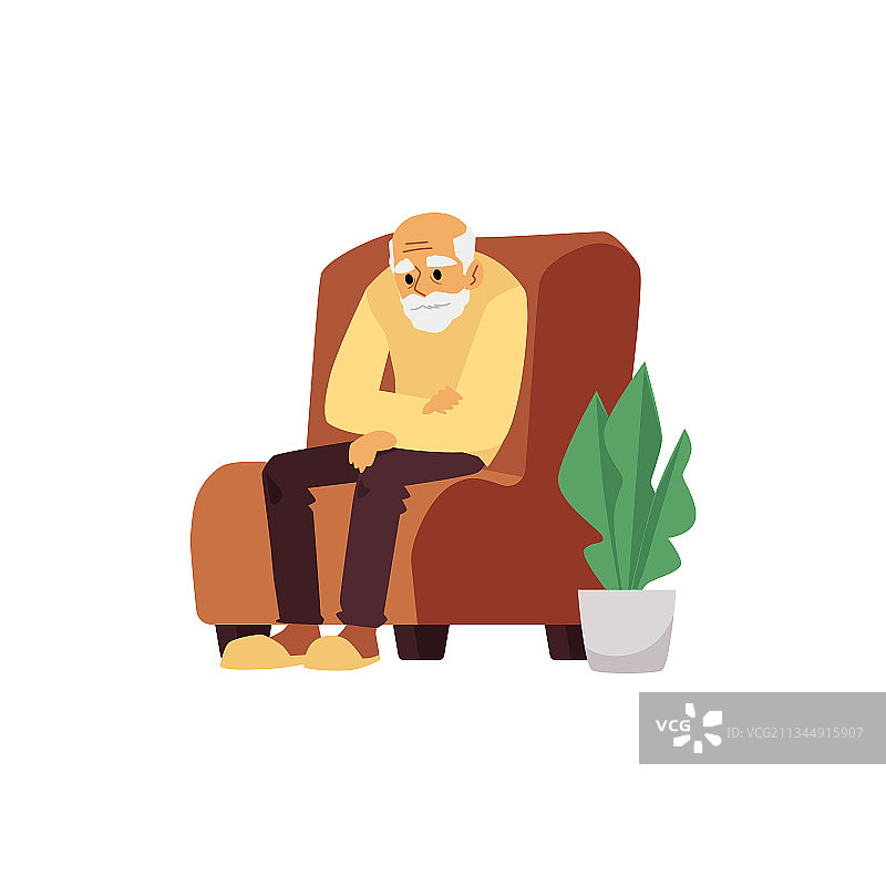 疲惫的老年男人坐在椅子上休息图片素材