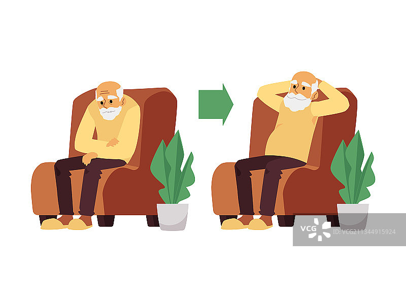 表情疲惫的年长男人扁平风格图片素材