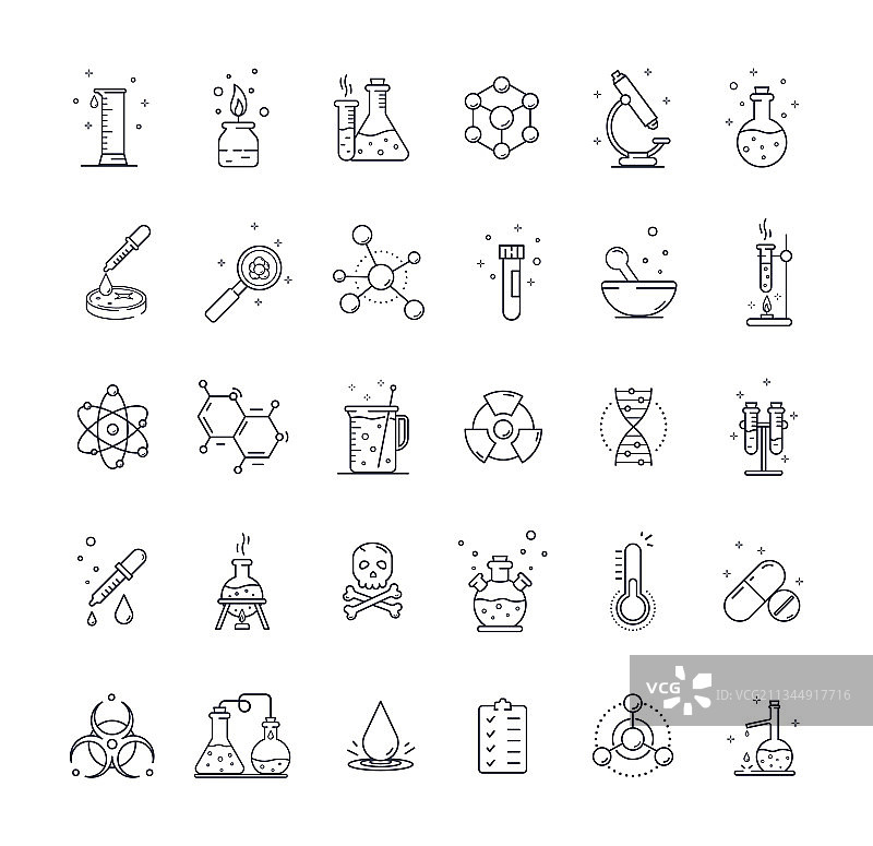化学实验室与图解图标大型合集图片素材