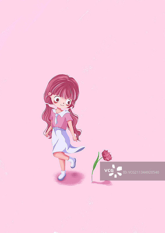 五种色系小女孩-粉图片素材