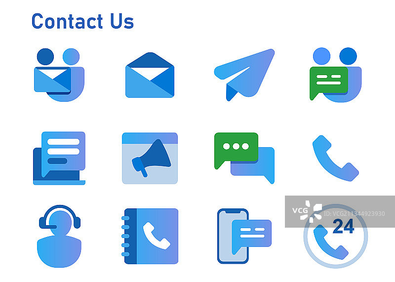 联系我们，来自电子邮件呼叫的图标集图片素材