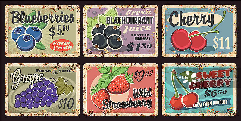 当地农场浆果复古价格标签生锈的盘子图片素材