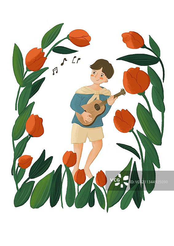 花儿与少年图片素材