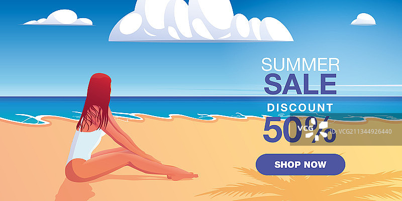 海滩女性夏季促销banner图片素材