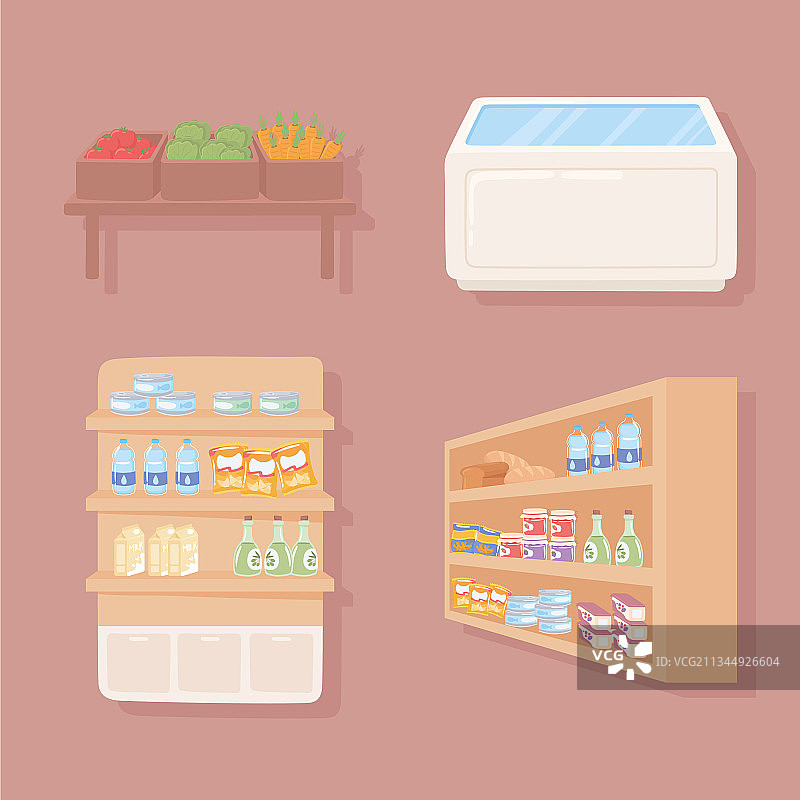 食品货架和冰箱图片素材