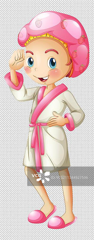 洗好澡的女孩卡通高清png免抠元素图片素材