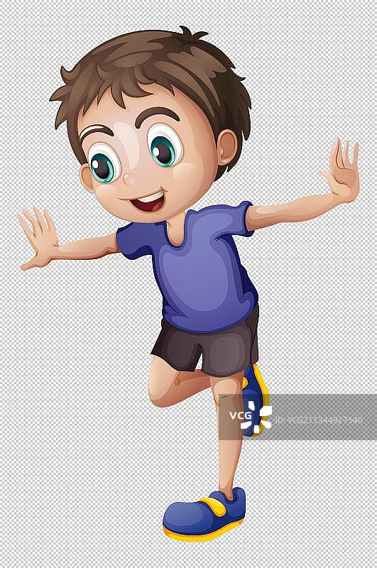 张开双臂的小男孩卡通高清png免抠元素图片素材