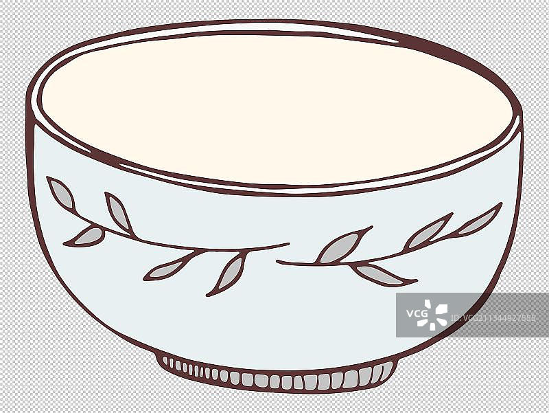 树叶边饭碗卡通高清免抠元素图片素材