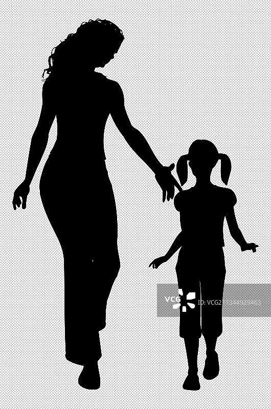 母女人物剪影图片素材