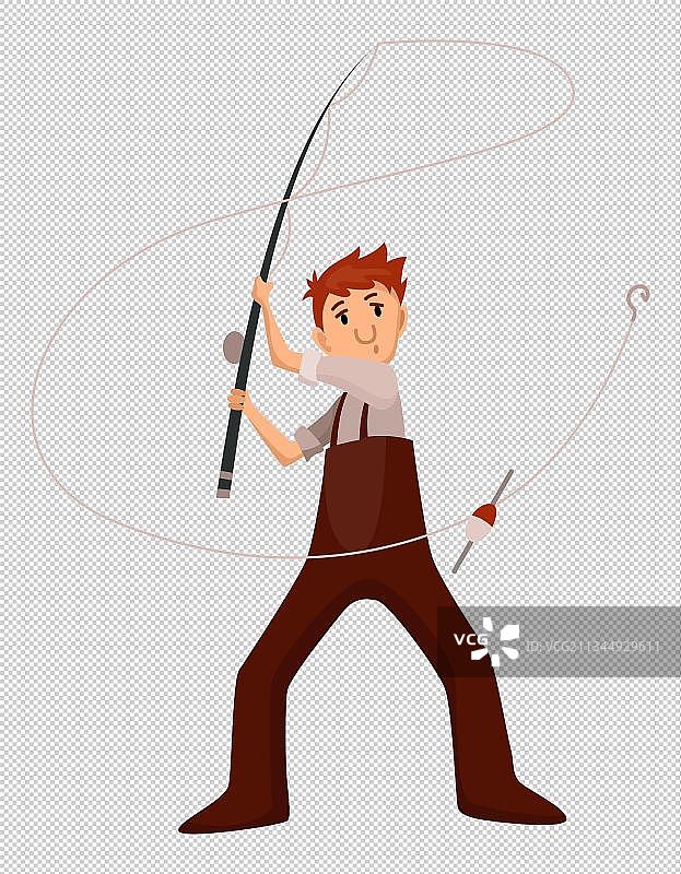 年轻人抛竿图片素材