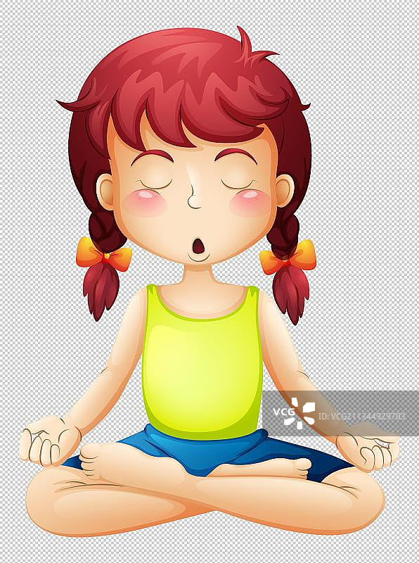 打坐的小女孩图片素材