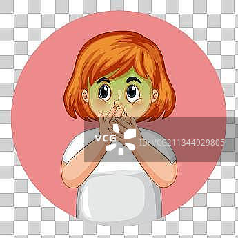 手绘卡通女孩捂嘴表情图片素材
