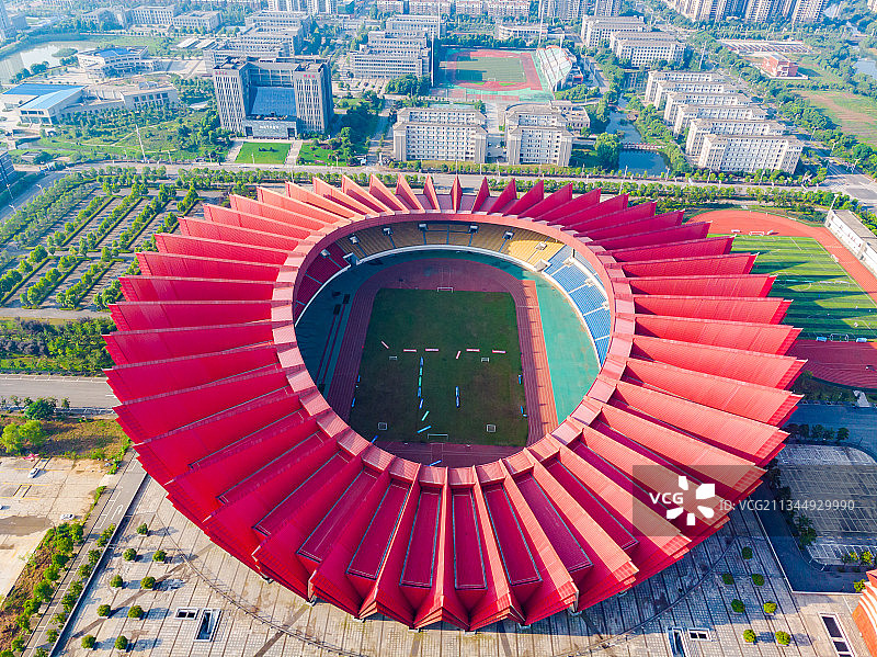 安徽省铜陵市奥体中心体育场航拍图片素材