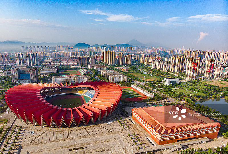 安徽省铜陵市奥体中心体育场航拍图片素材