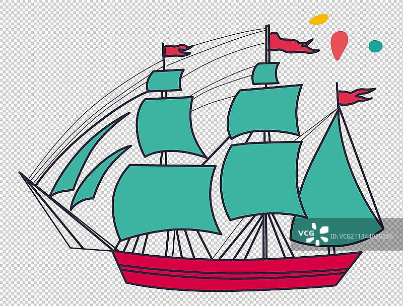 手绘卡通帆船图片素材