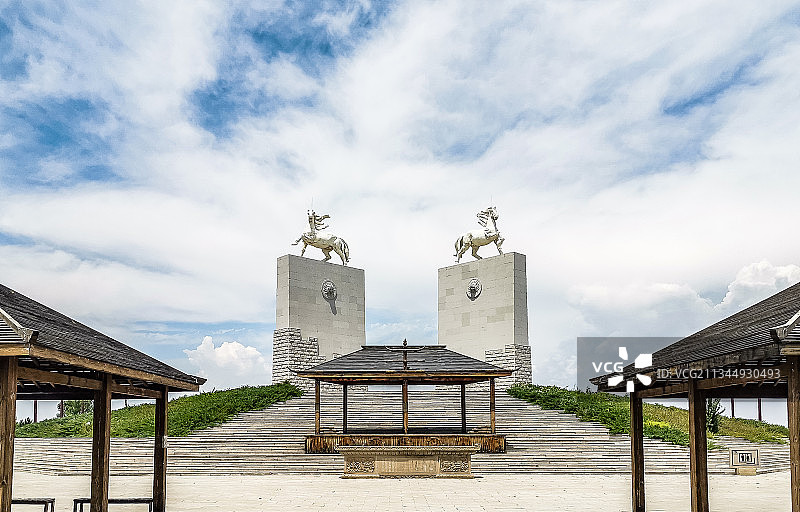 成吉思汗陵建筑碑大特写图片素材