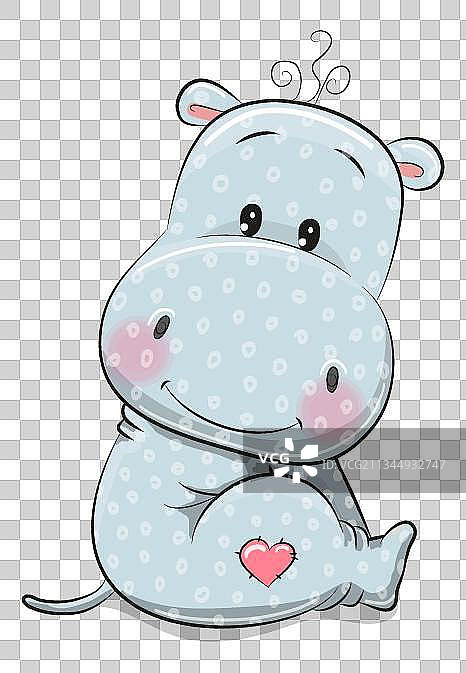 手绘卡通河马插画素材图片素材