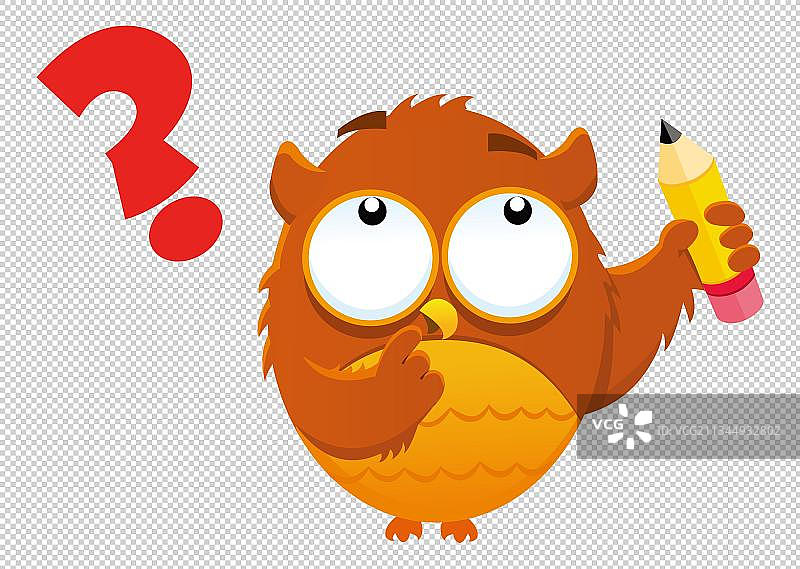 疑问的猫头鹰卡通高清png免抠元素图片素材